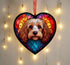 Cavapoo Stained Glass Effect Heart Suncatcher